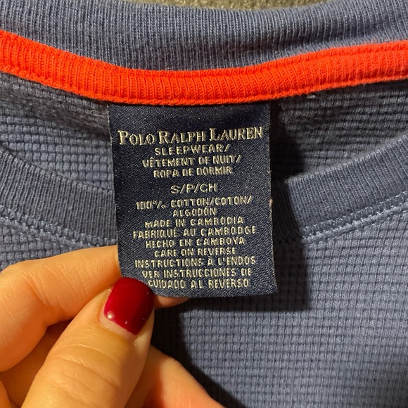 Polo Ralph Lauren Classic Blue Long Sleeve waffle thermal Tee - Picture 3 of 4
